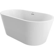 Jacuzzi Celeste 59 Inch Soaking Bathtub for Freestanding Installations with Center Drain Placement White / Chrome Trim